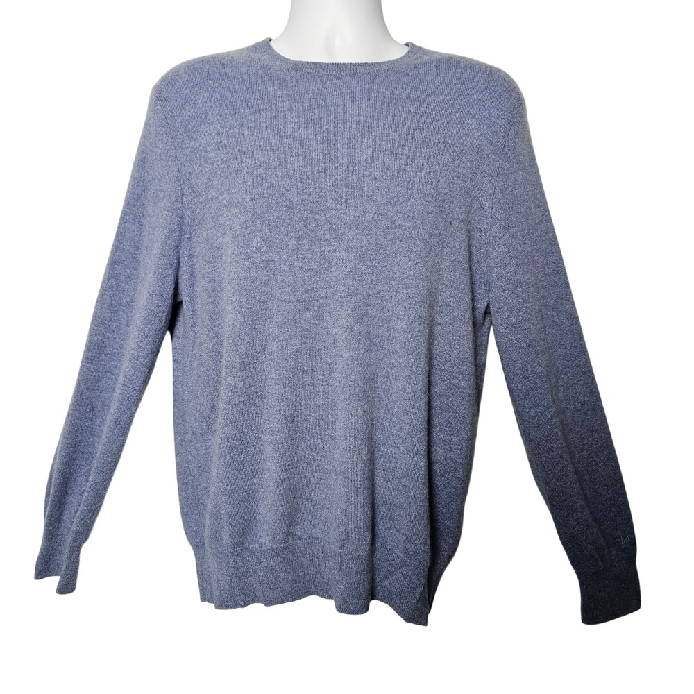 Naadam Mens 100% Cashmere Crewneck Sweater L Blue Quiet Luxury Minimalist